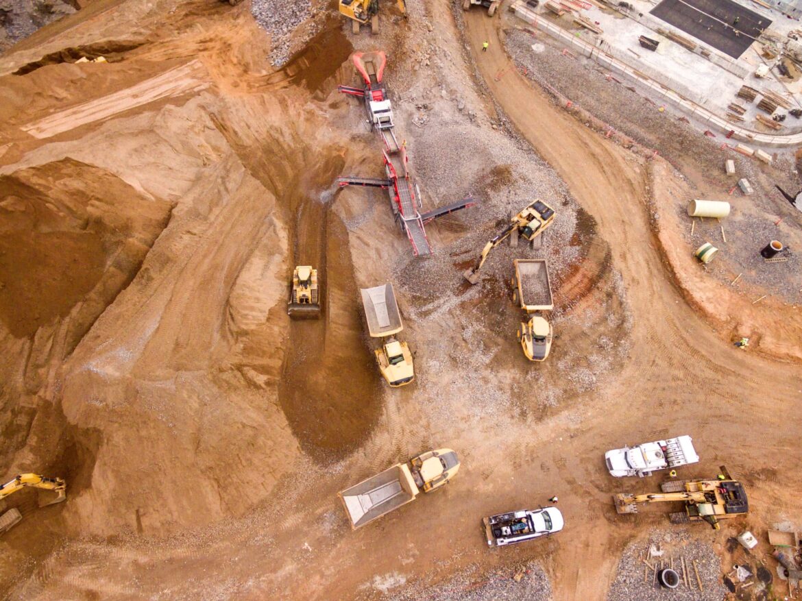 overhead view of a construction site